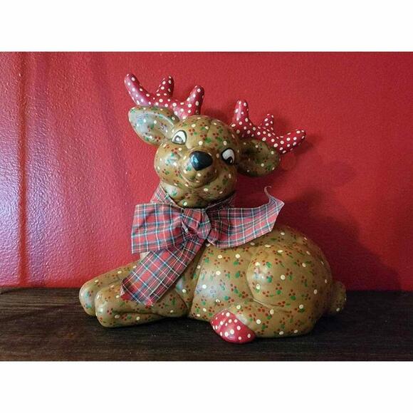 Other - Vintage Kimple Ceramic Reindeer - Quilted Design & Polka-Dot Antlers